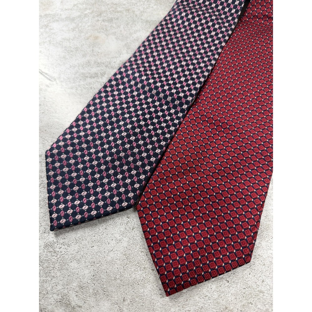 Nautica Tie Mens One Size Red 100% Silk Pointed Geometric Jacquard Necktie